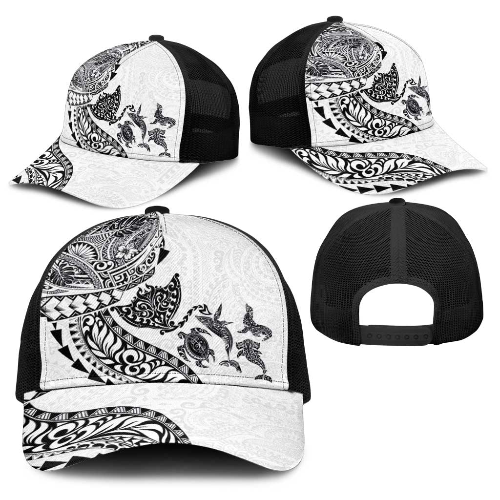 Hawaiian Kakau Tribal Sea Animals Tattoos Baseball Net Cap White Color