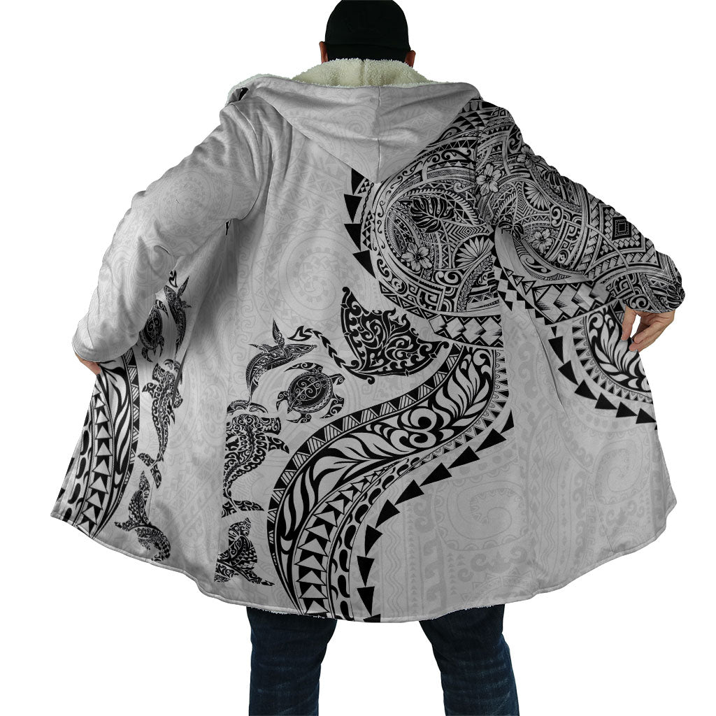 Hawaiian Kakau Tribal Sea Animals Tattoos Cloak White Color