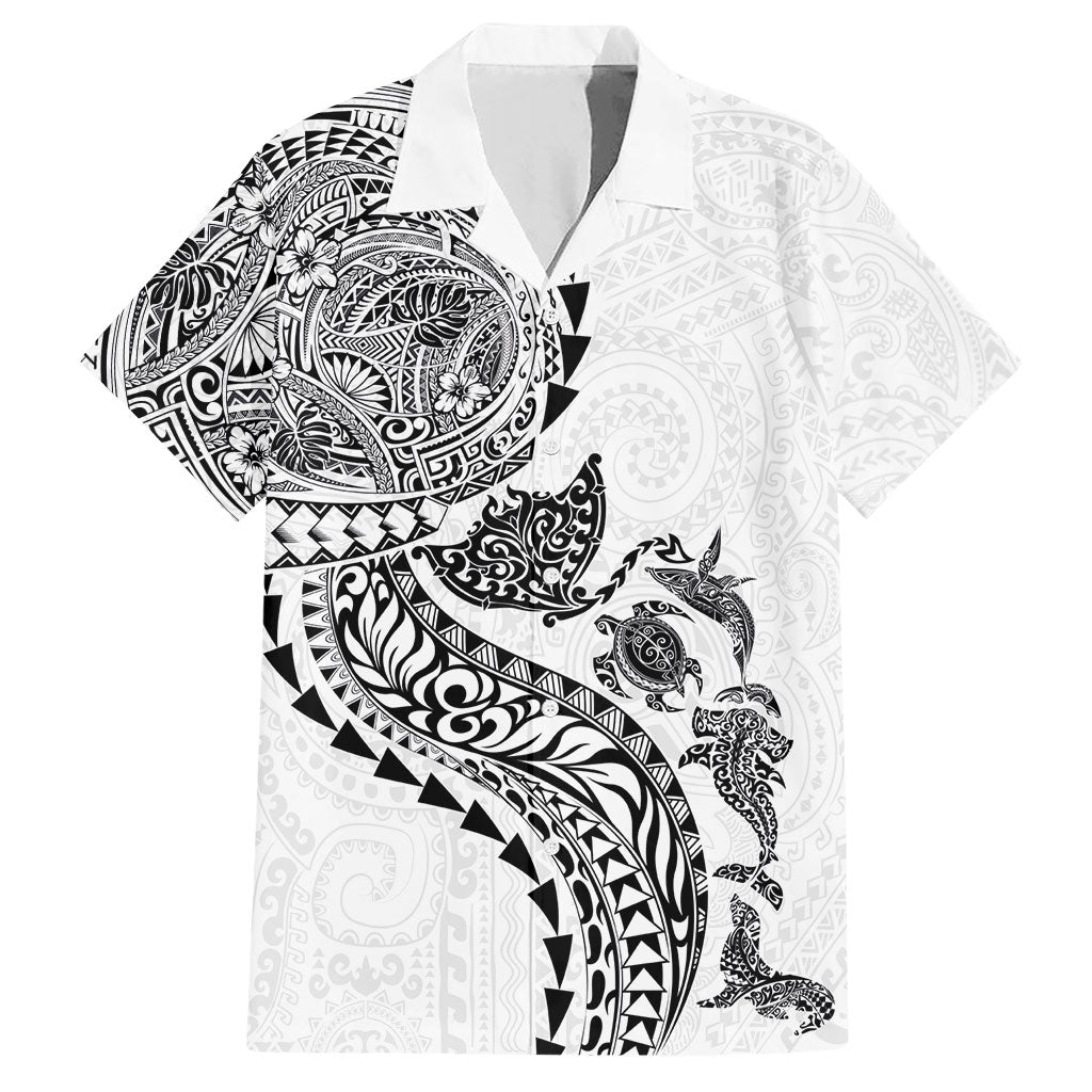 Hawaiian Kakau Tribal Sea Animals Tattoos Hawaiian Shirt White Color LT03 White - Polynesian Pride