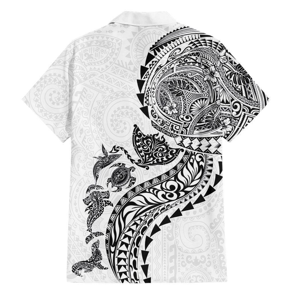 Hawaiian Kakau Tribal Sea Animals Tattoos Hawaiian Shirt White Color LT03 - Polynesian Pride