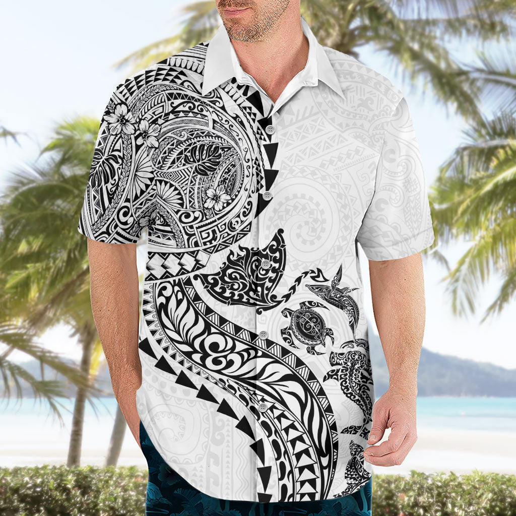 Hawaiian Kakau Tribal Sea Animals Tattoos Hawaiian Shirt White Color LT03 - Polynesian Pride