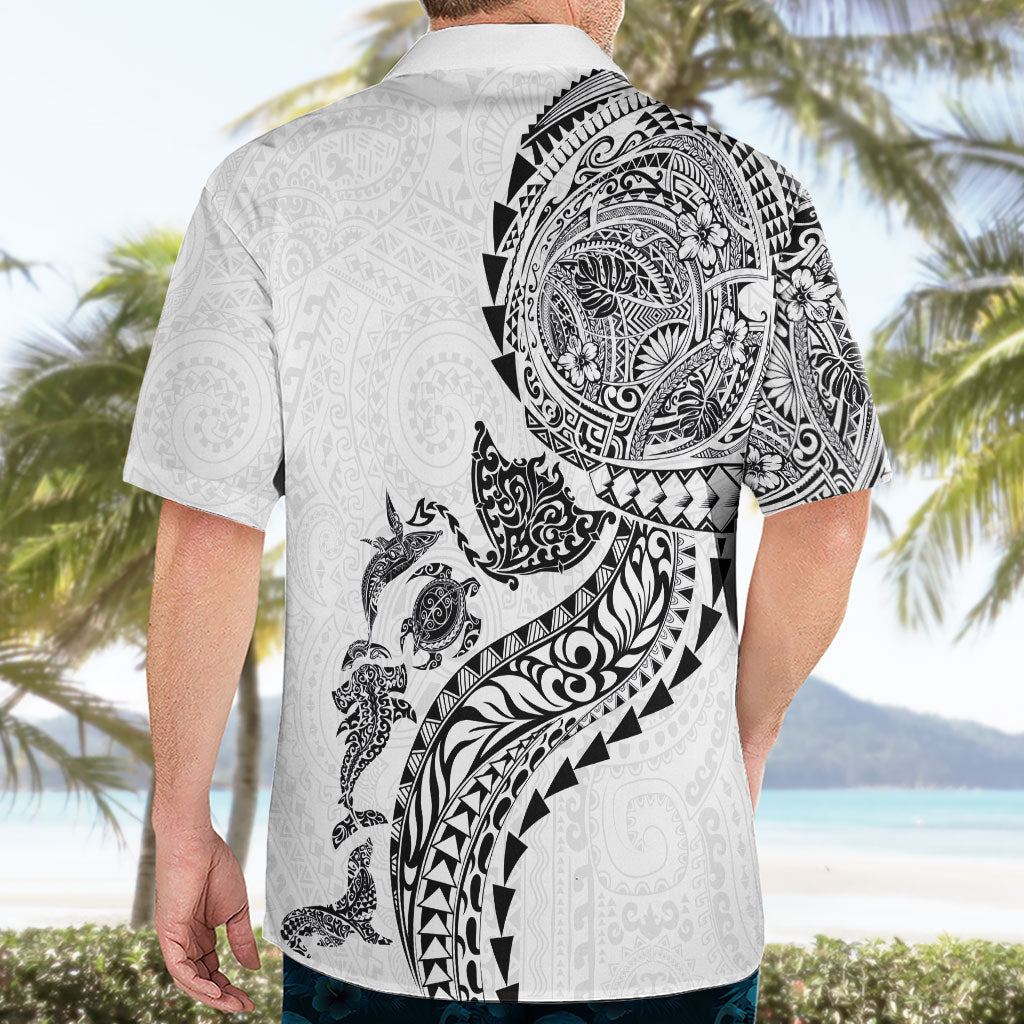 Hawaiian Kakau Tribal Sea Animals Tattoos Hawaiian Shirt White Color LT03 - Polynesian Pride