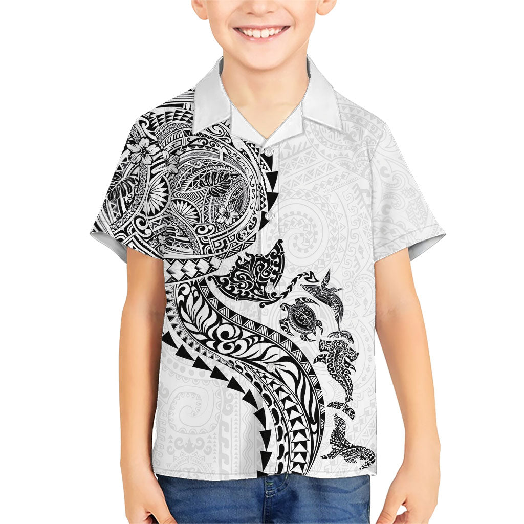 Hawaiian Kakau Tribal Sea Animals Tattoos Hawaiian Shirt White Color LT03 - Polynesian Pride