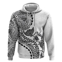 Hawaiian Kakau Tribal Sea Animals Tattoos Hoodie White Color