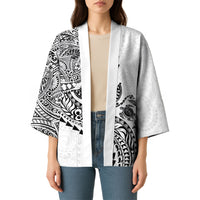 Hawaiian Kakau Tribal Sea Animals Tattoos Kimono White Color