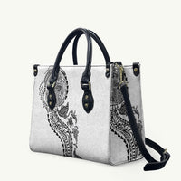 Hawaiian Kakau Tribal Sea Animals Tattoos Leather Bag White Color