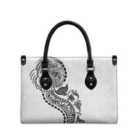 Hawaiian Kakau Tribal Sea Animals Tattoos Leather Bag White Color