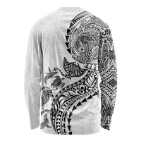 Hawaiian Kakau Tribal Sea Animals Tattoos Long Sleeve Shirt White Color LT03 - Polynesian Pride