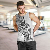 Hawaiian Kakau Tribal Sea Animals Tattoos Men Tank Top White Color LT03 White - Polynesian Pride