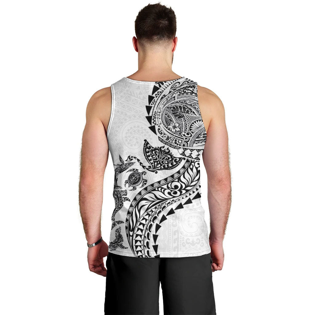 Hawaiian Kakau Tribal Sea Animals Tattoos Men Tank Top White Color LT03 - Polynesian Pride