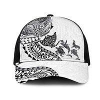 Hawaiian Kakau Tribal Sea Animals Tattoos Mesh Trucker Cap White Color