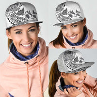 Hawaiian Kakau Tribal Sea Animals Tattoos Mesh Trucker Cap White Color