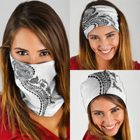 Hawaiian Kakau Tribal Sea Animals Tattoos Neck Gaiter White Color