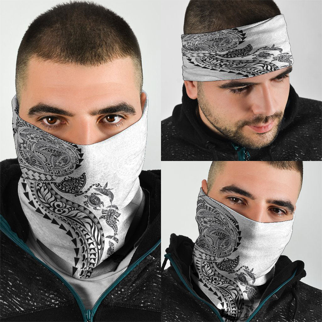 Hawaiian Kakau Tribal Sea Animals Tattoos Neck Gaiter White Color