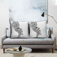 Hawaiian Kakau Tribal Sea Animals Tattoos Pillow Cover White Color