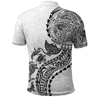 Hawaiian Kakau Tribal Sea Animals Tattoos Polo Shirt White Color