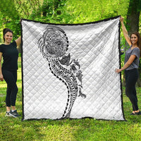 Hawaiian Kakau Tribal Sea Animals Tattoos Quilt White Color