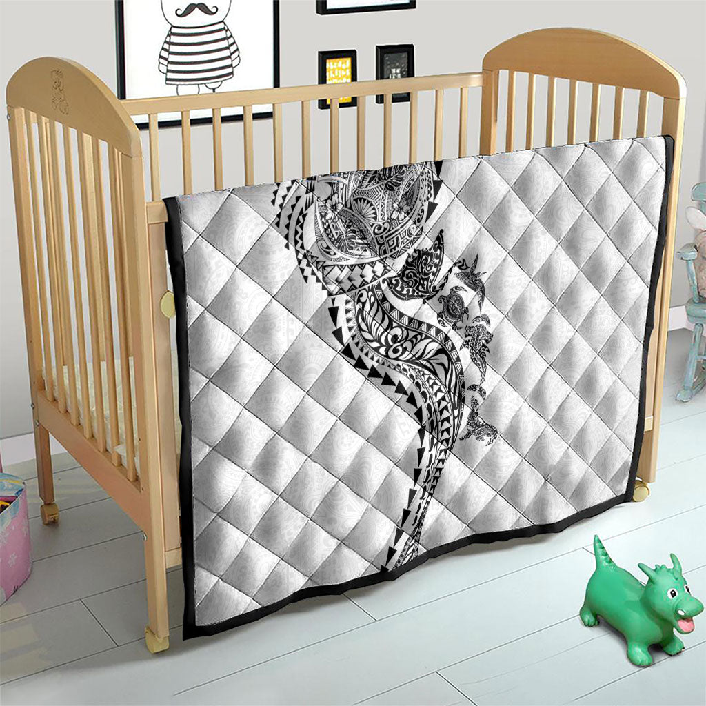 Hawaiian Kakau Tribal Sea Animals Tattoos Quilt White Color