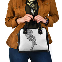 Hawaiian Kakau Tribal Sea Animals Tattoos Shoulder Handbag White Color