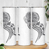 Hawaiian Kakau Tribal Sea Animals Tattoos Skinny Tumbler White Color