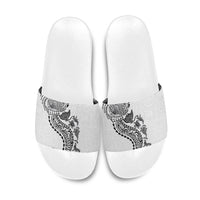 Hawaiian Kakau Tribal Sea Animals Tattoos Slide Sandals White Color