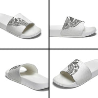 Hawaiian Kakau Tribal Sea Animals Tattoos Slide Sandals White Color