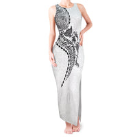 Hawaiian Kakau Tribal Sea Animals Tattoos Tank Maxi Dress White Color