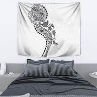 Hawaiian Kakau Tribal Sea Animals Tattoos Tapestry White Color