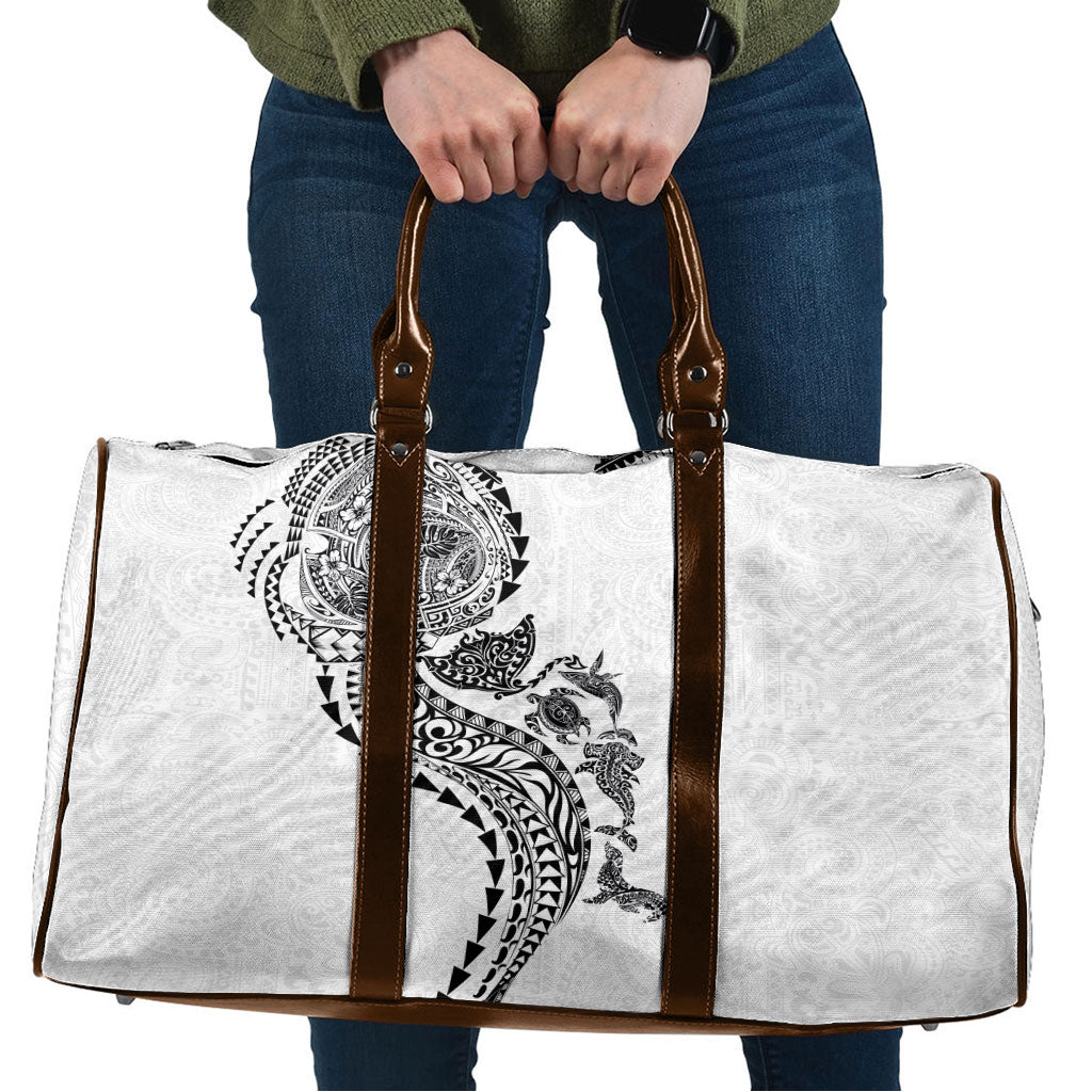 Hawaiian Kakau Tribal Sea Animals Tattoos Travel Bag White Color LT03 White - Polynesian Pride