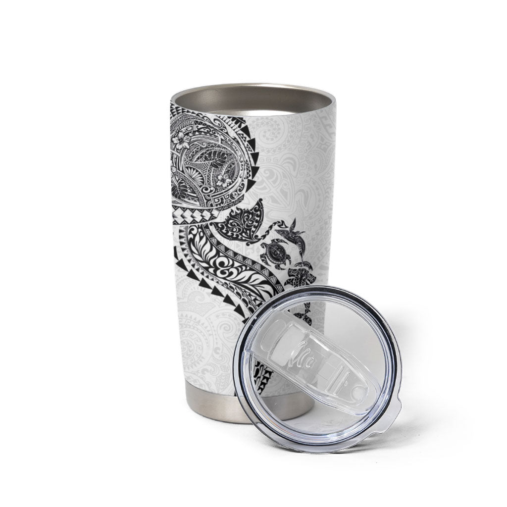 Hawaiian Kakau Tribal Sea Animals Tattoos Tumbler Cup White Color