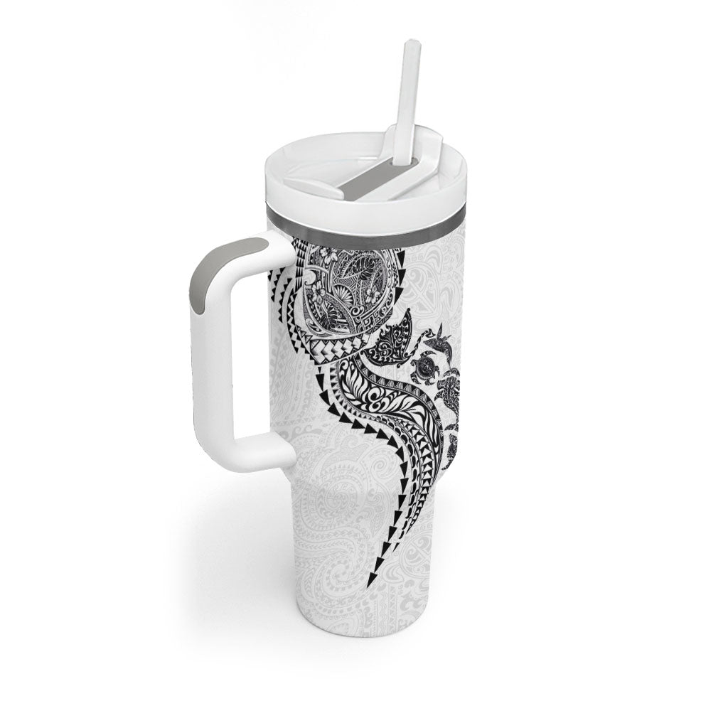 Hawaiian Kakau Tribal Sea Animals Tattoos Tumbler With Handle White Color LT03 - Polynesian Pride