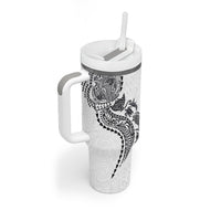Hawaiian Kakau Tribal Sea Animals Tattoos Tumbler With Handle White Color LT03 - Polynesian Pride