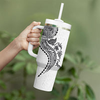 Hawaiian Kakau Tribal Sea Animals Tattoos Tumbler With Handle White Color LT03 - Polynesian Pride
