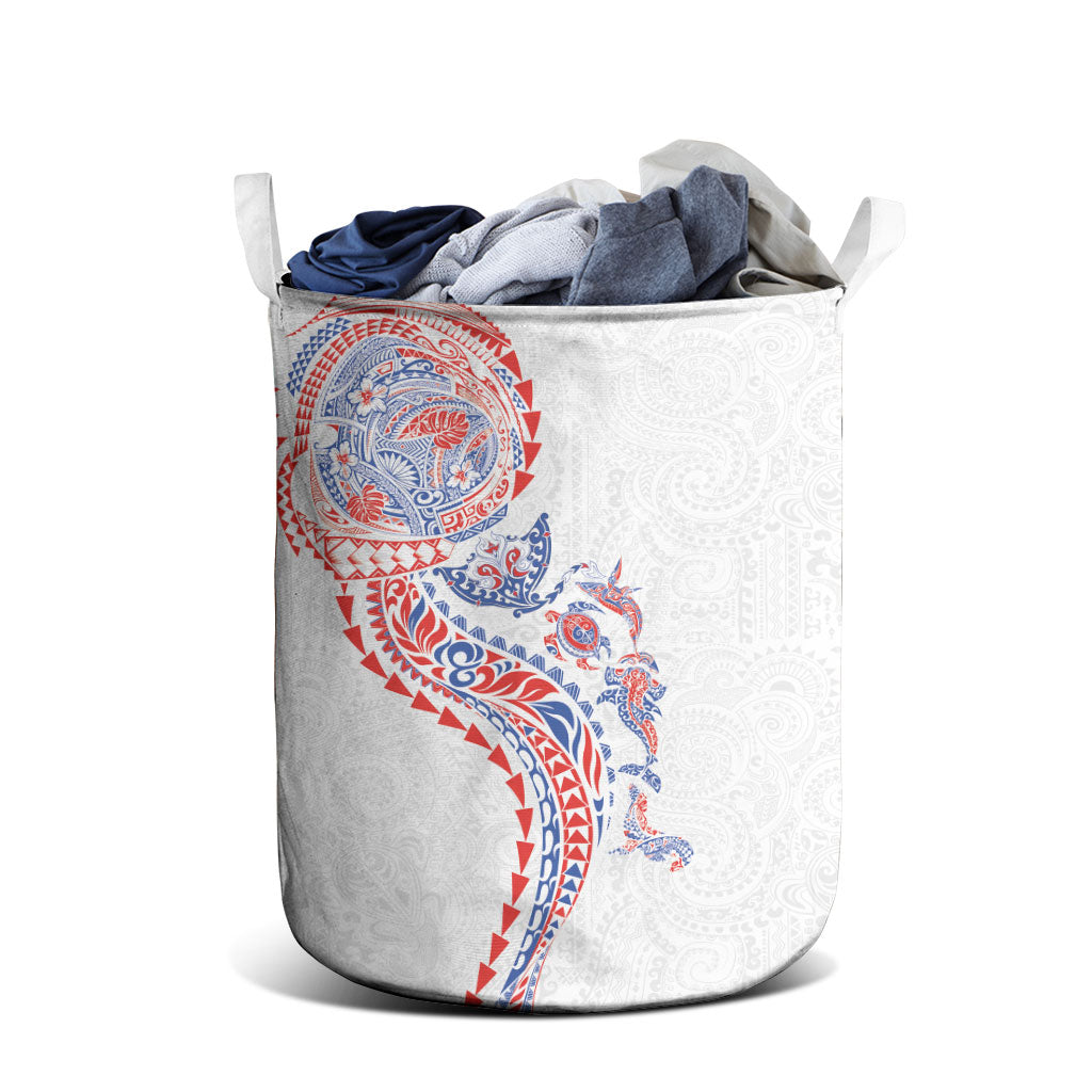 Hawaiian Kakau Tribal Sea Animals Tattoos Laundry Basket Hawaii Flag Color Inspired