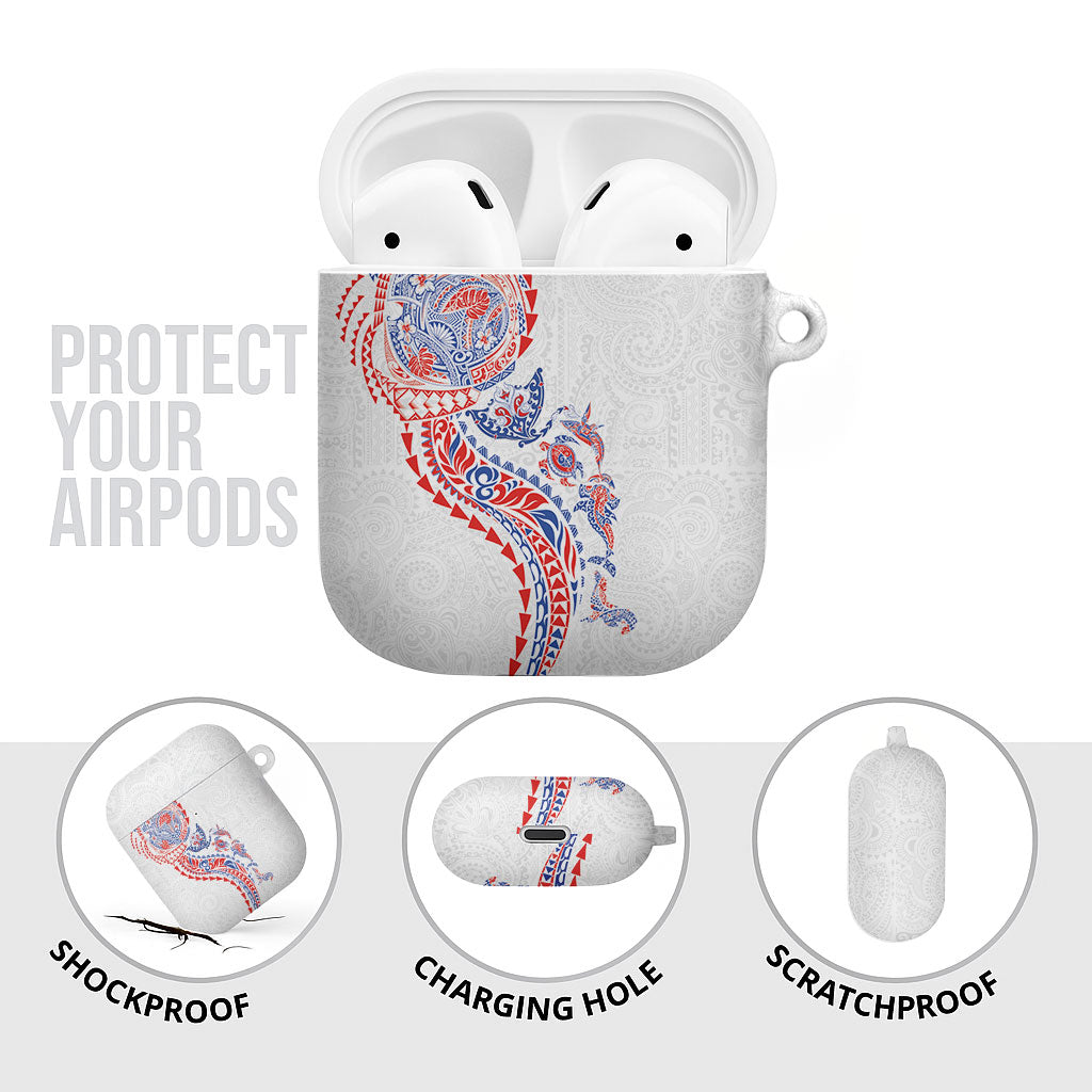 Hawaiian Kakau Tribal Sea Animals Tattoos AirPods Case Hawaii Flag Color Inspired