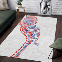 Hawaiian Kakau Tribal Sea Animals Tattoos Area Rug Hawaii Flag Color Inspired