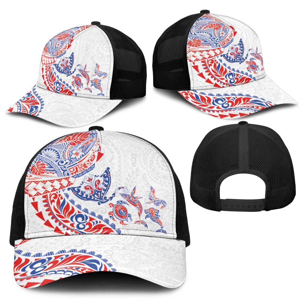 Hawaiian Kakau Tribal Sea Animals Tattoos Baseball Net Cap Hawaii Flag Color Inspired LT03 - Polynesian Pride