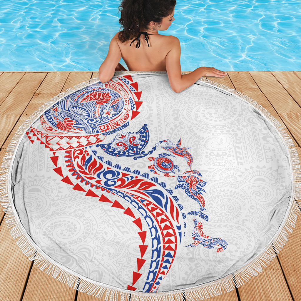 Hawaiian Kakau Tribal Sea Animals Tattoos Beach Blanket Hawaii Flag Color Inspired