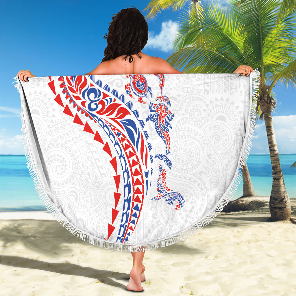 Hawaiian Kakau Tribal Sea Animals Tattoos Beach Blanket Hawaii Flag Color Inspired