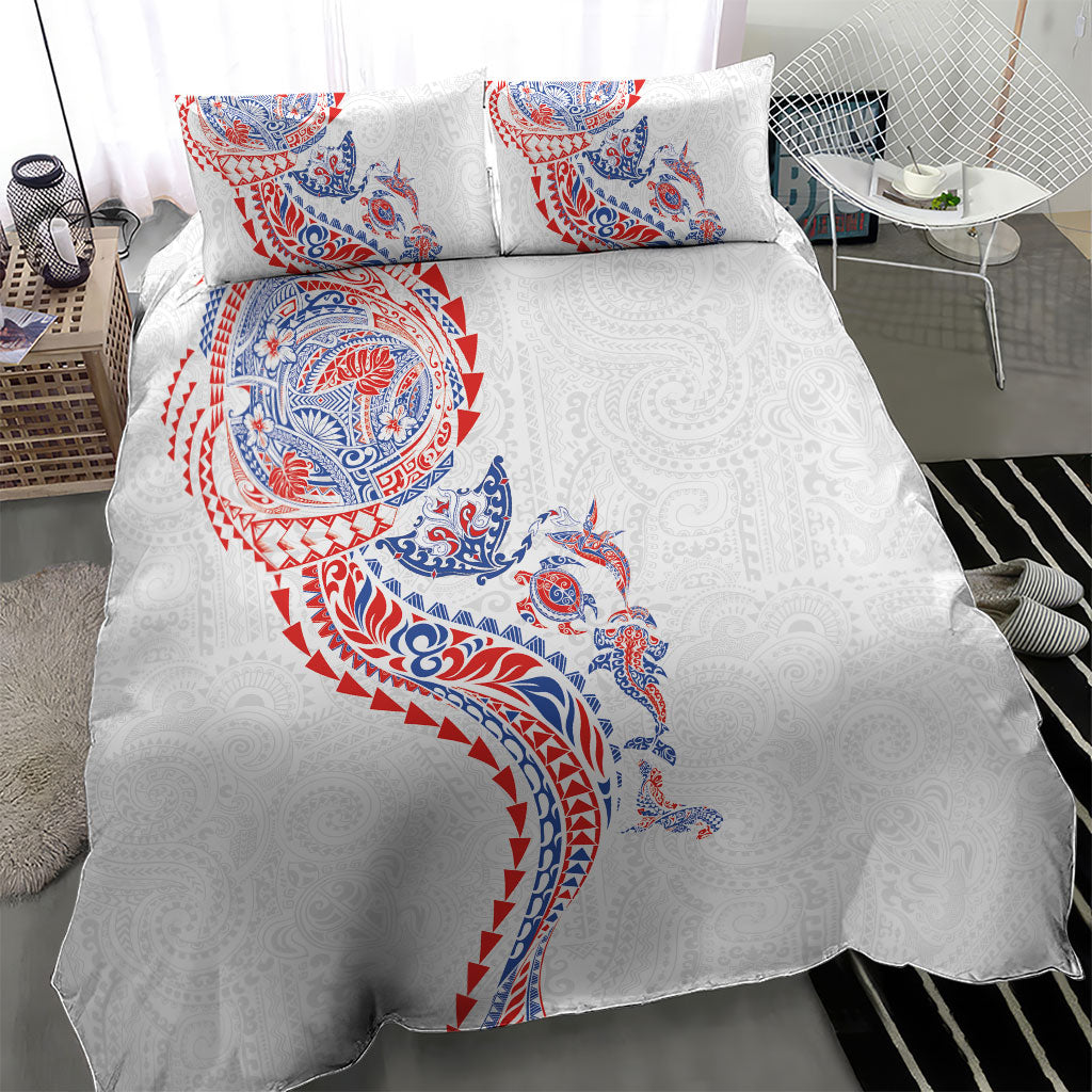 Hawaiian Kakau Tribal Sea Animals Tattoos Bedding Set Hawaii Flag Color Inspired