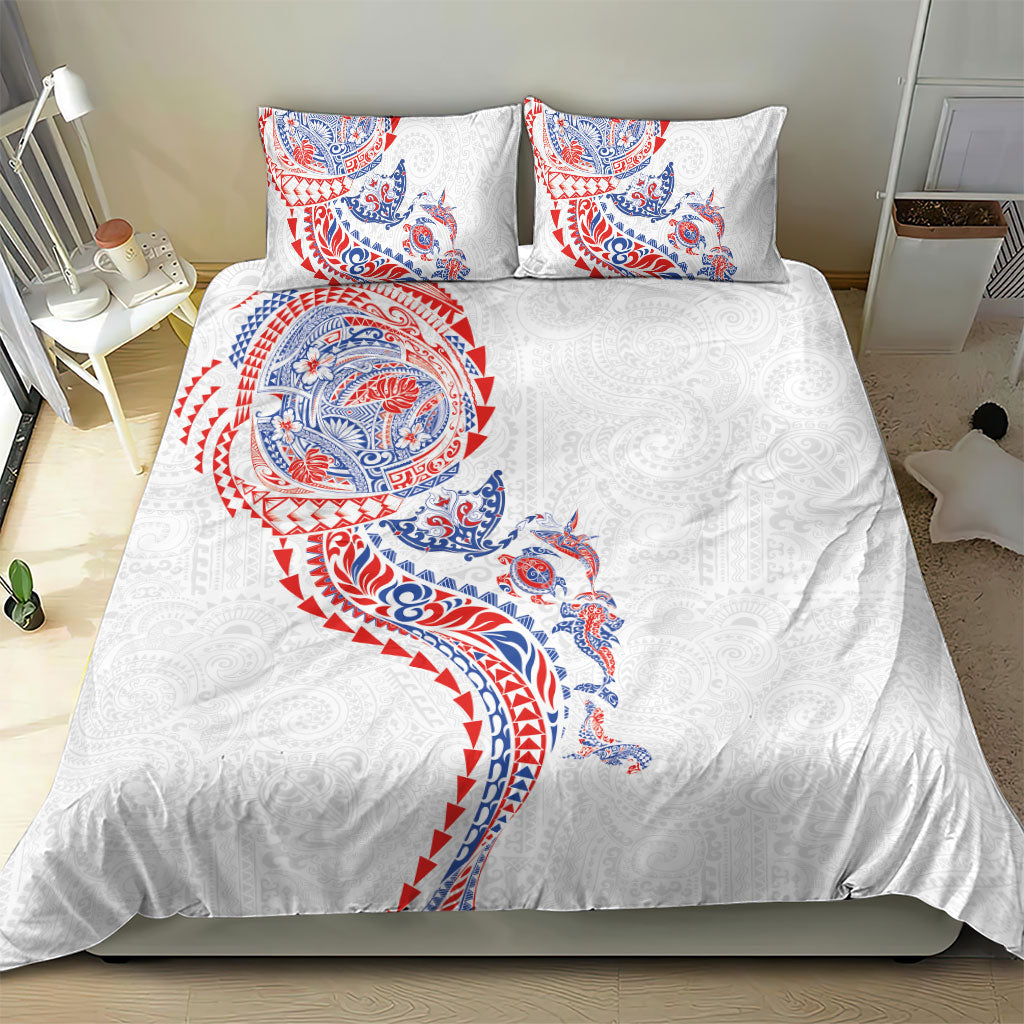 Hawaiian Kakau Tribal Sea Animals Tattoos Bedding Set Hawaii Flag Color Inspired