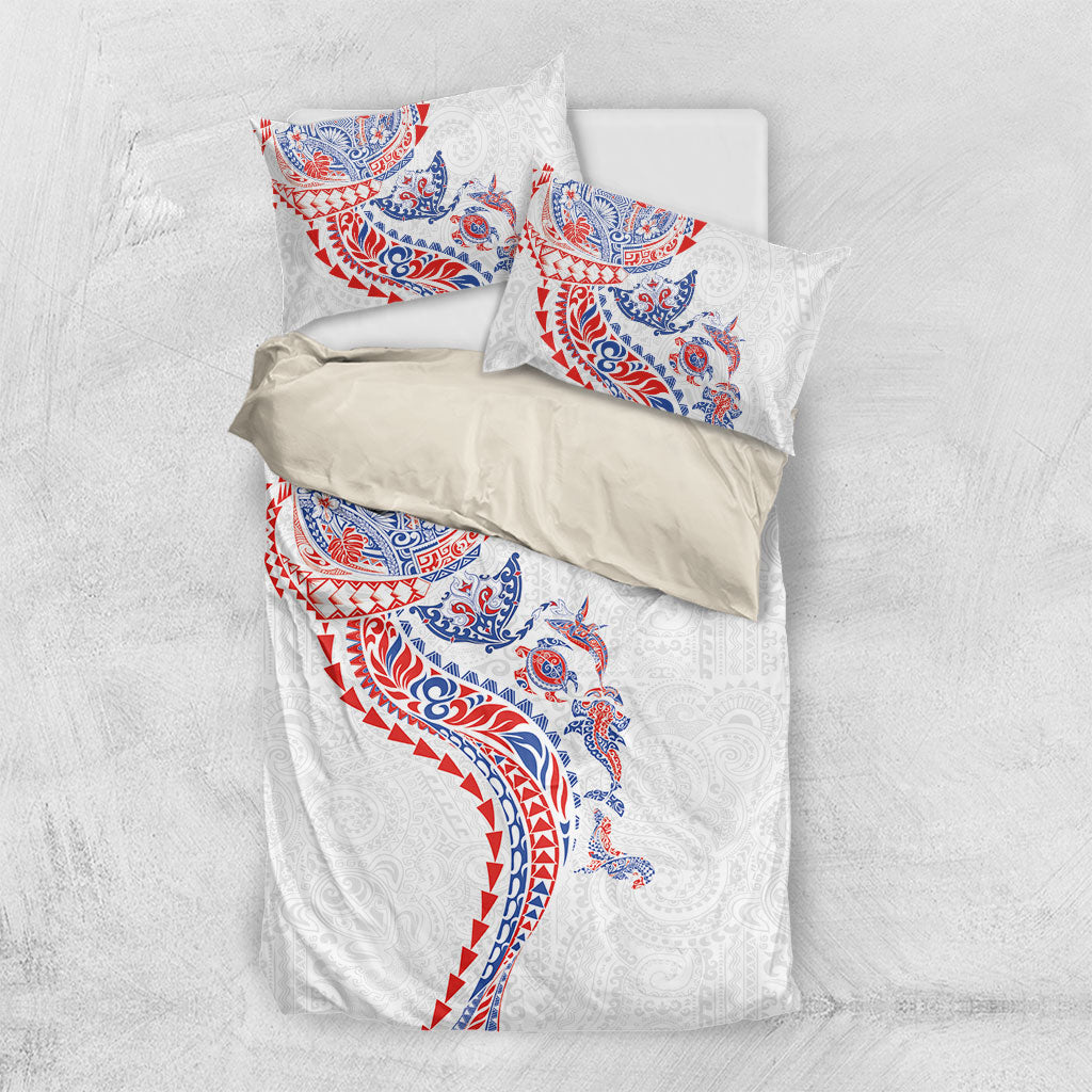 Hawaiian Kakau Tribal Sea Animals Tattoos Bedding Set Hawaii Flag Color Inspired