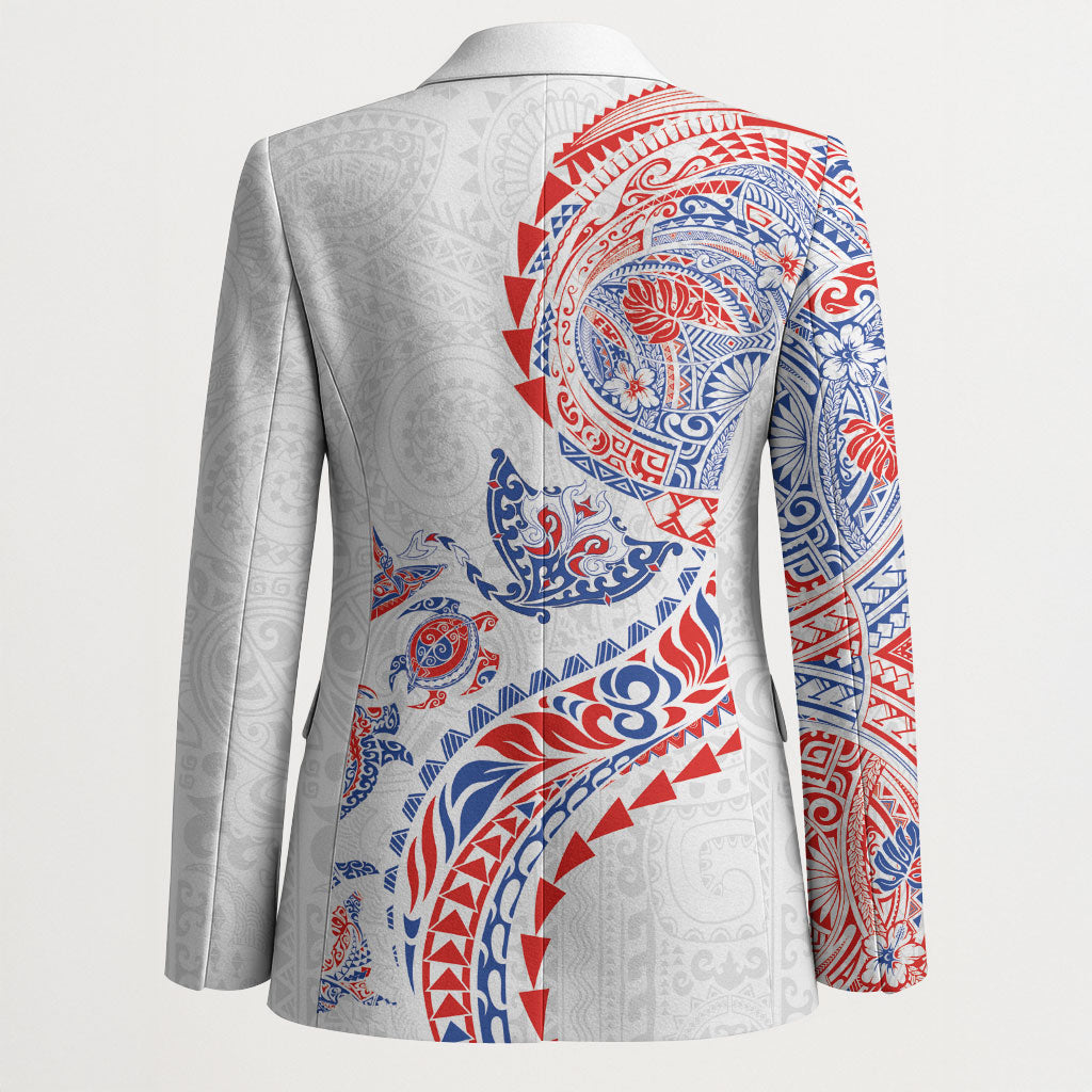 Hawaiian Kakau Tribal Sea Animals Tattoos Blazer Hawaii Flag Color Inspired LT03 - Polynesian Pride