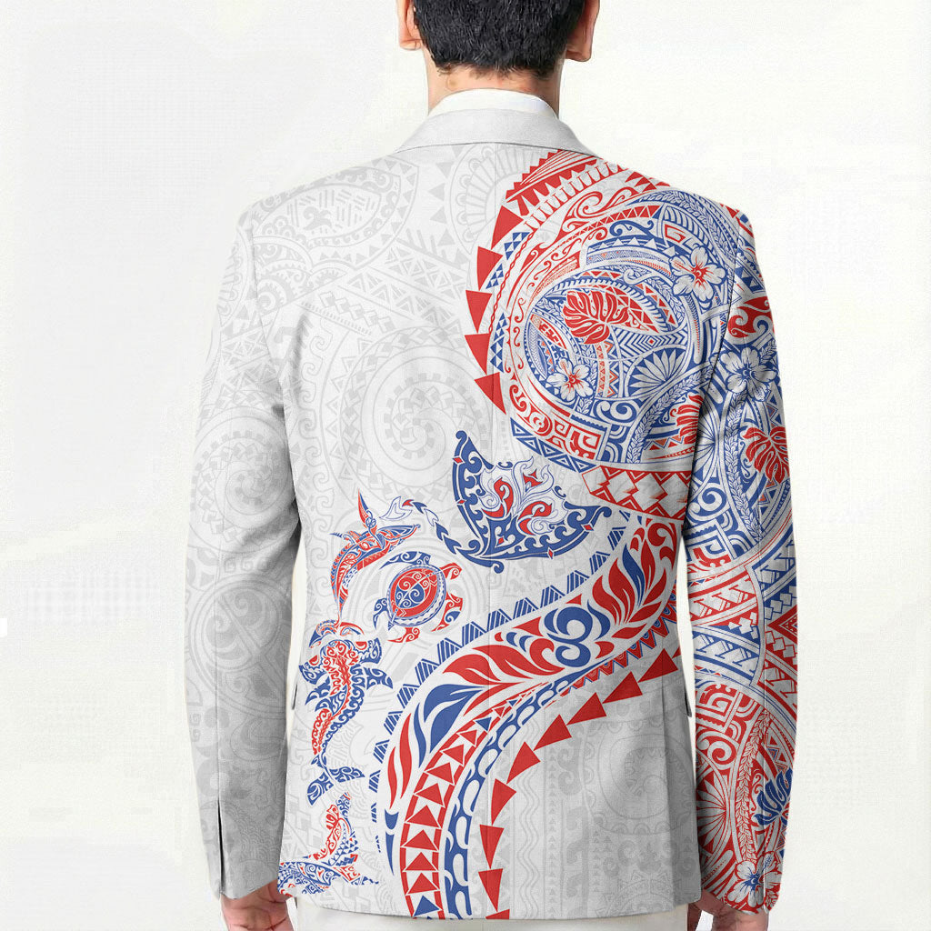 Hawaiian Kakau Tribal Sea Animals Tattoos Blazer Hawaii Flag Color Inspired LT03 - Polynesian Pride
