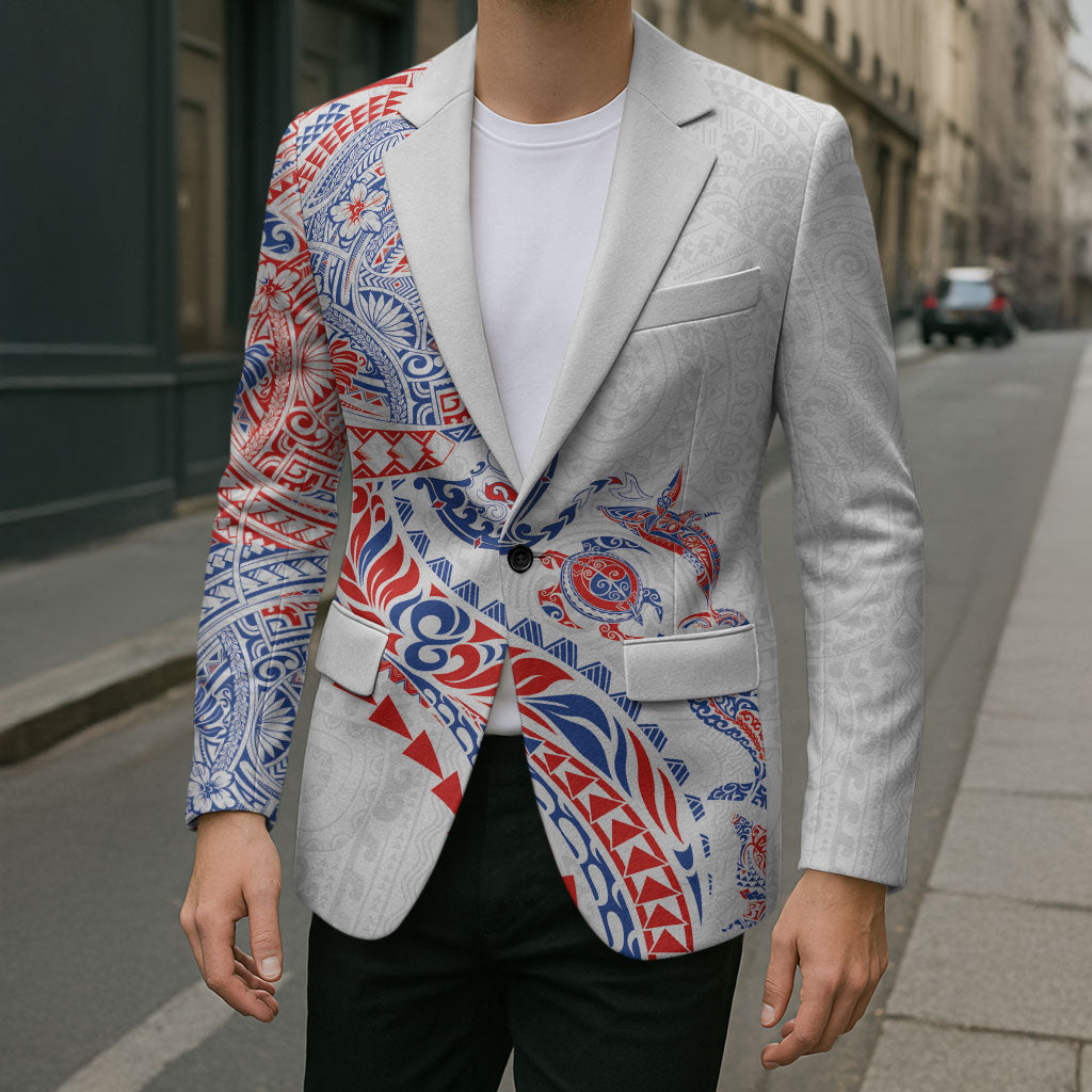 Hawaiian Kakau Tribal Sea Animals Tattoos Blazer Hawaii Flag Color Inspired LT03 - Polynesian Pride