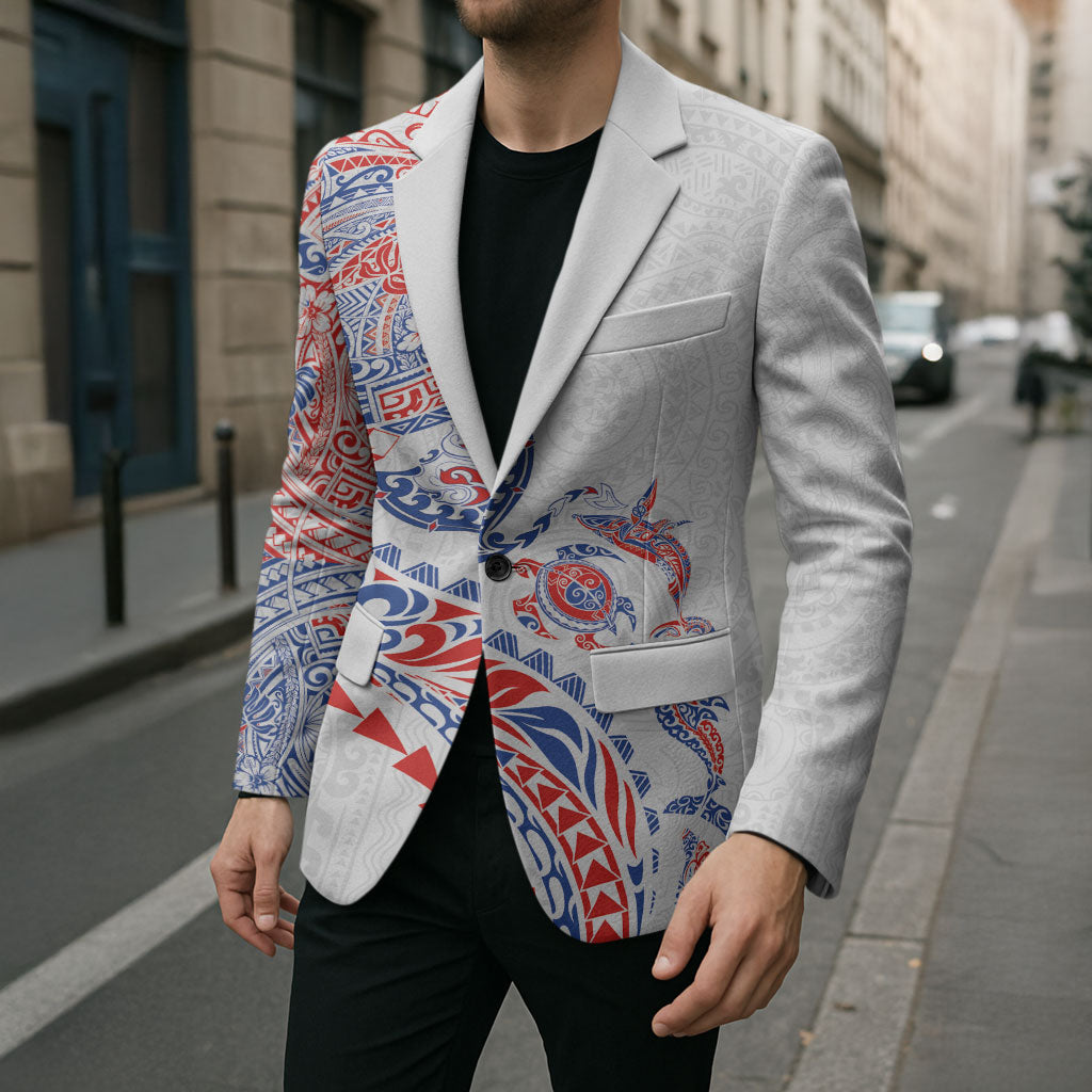 Hawaiian Kakau Tribal Sea Animals Tattoos Blazer Hawaii Flag Color Inspired LT03 - Polynesian Pride