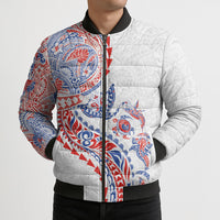Hawaiian Kakau Tribal Sea Animals Tattoos Bomber Puffer Jacket Hawaii Flag Color Inspired