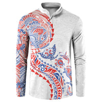 Hawaiian Kakau Tribal Sea Animals Tattoos Button Sweatshirt Hawaii Flag Color Inspired