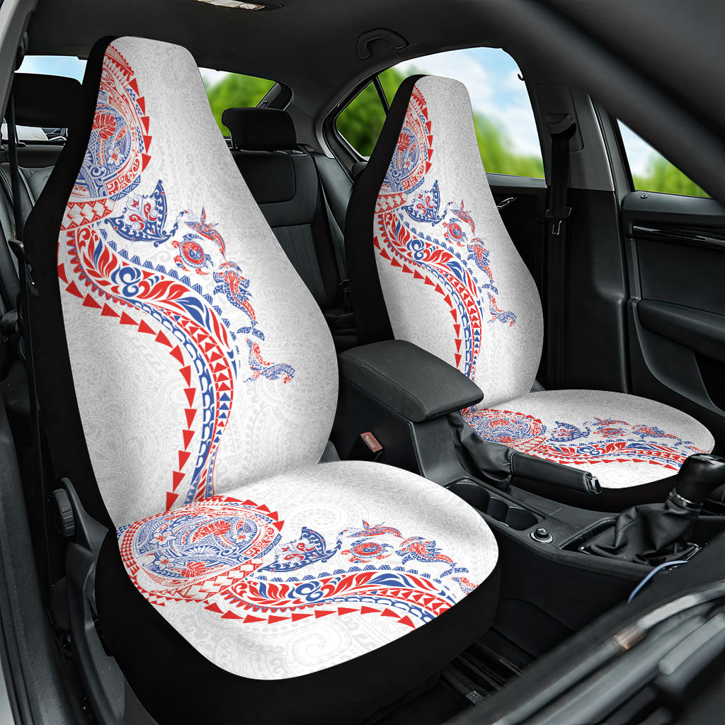 Hawaiian Kakau Tribal Sea Animals Tattoos Car Seat Cover Hawaii Flag Color Inspired