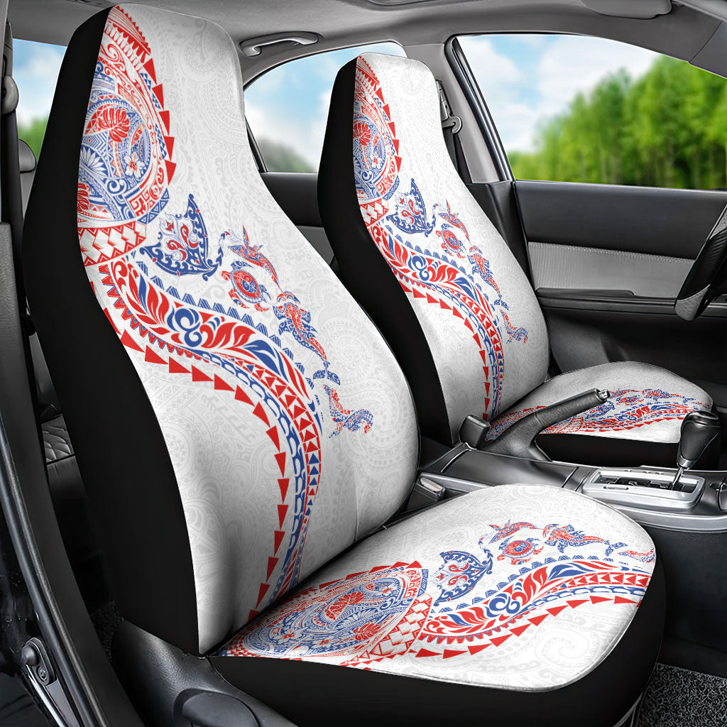 Hawaiian Kakau Tribal Sea Animals Tattoos Car Seat Cover Hawaii Flag Color Inspired